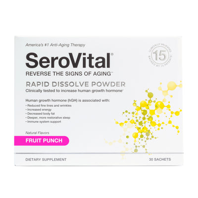 A box of HGH boosting SeroVital Powder on a white background