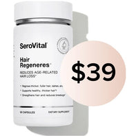 SeroVital Hair Regeneres supplement bottle with a price tag overlay on a white background