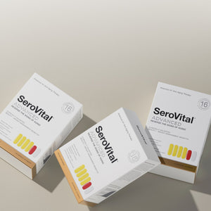 Three boxes of SeroVital Advanced on a neutral background