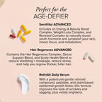 SeroVital New Year Renewal infographic showing capsules and serum with product descriptions