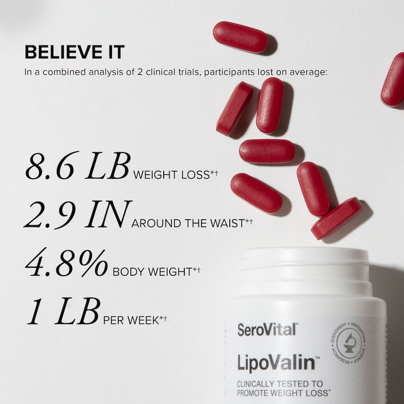 Red weight loss tablets spilling out of the top of the bottle with text showing the effects study participants saw on weight loss, lost inches around the waist, and body fat. The lost 1 pound per week.