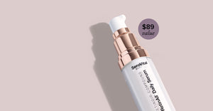 A bottle of SeroVital RetinAll Daily Serum with $89 Value callout in upper right