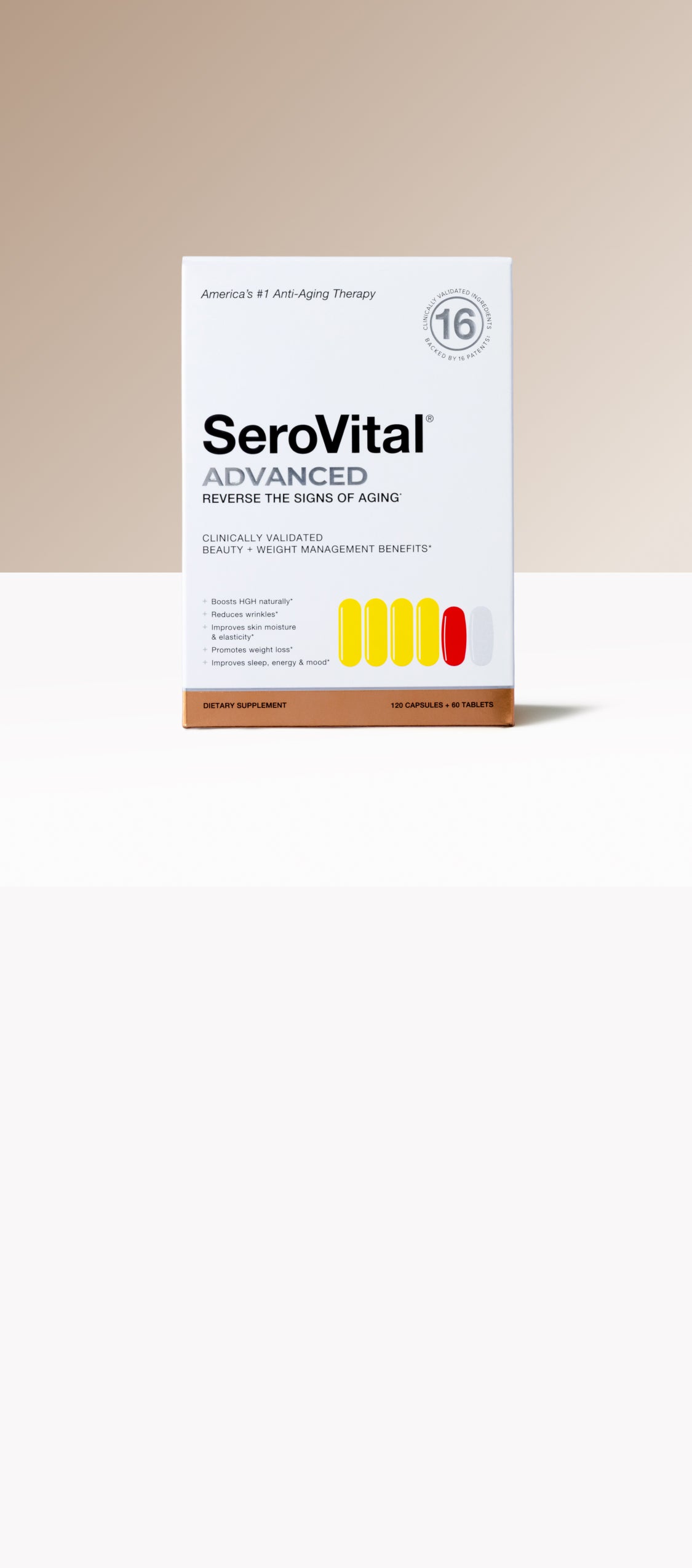 SeroVital Advanced dietary supplement box with 120 capsules and 60 tablets