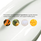 Teeth whitening product with plant-based ingredients on a white background
