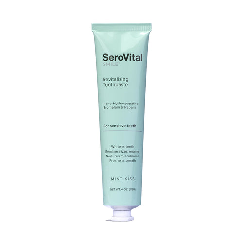 SeroVital revitalizing toothpaste tube on a white background