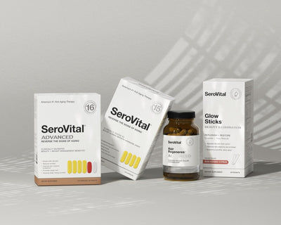 SeroVital product packaging on a light gray background