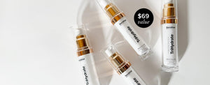 SeroVital Trihydrate skincare products with a price tag on a white background