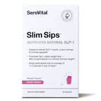 SeroVital Slim Sips Mixed Berry dietary supplement box, 30 packets, on a clean white background.