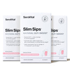 Three boxes of SeroVital Slim Sips on a white background