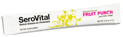 SeroVital Fruit Punch rapid dissolve powder sachet.