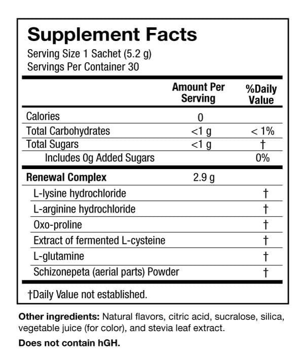 SeroVital Fruit Punch Powder Supplement Label