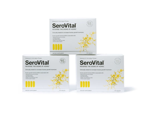 Three boxes of SeroVital 120 capsule dietary supplement for a 3-month subscription